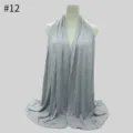 Plain modal cotton jersey hijab scarf, soft large size grey head wrap for women daily wear. - No.12 Silver Gray