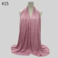 Pink modal hijab scarf, soft cotton jersey head wrap for women, solid color variant #15. - No.15 Pink Carnation