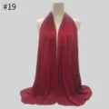 Solid color modal large size cotton jersey hijab scarf, soft and comfortable daily wear. - No.19 Burgundy