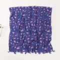 Lila Flamingo Druck Quasten Schal elegante tropische Blätter Tuch leicht Strand Tuch - Lila