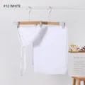 White modal elastic drawstring inner cap and solid color chiffon scarf set, detail view. - White