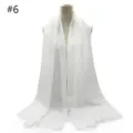 Solid white breathable cotton blend fashion scarf shawl product detail showcase display. - Style #6