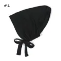 Noir modal élastique cordon de serrage hijab intérieur casquette respirant confortable - Noir