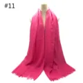 Solid color cotton linen fringe shawl large breathable pink scarf winter warm wrap - Style #11