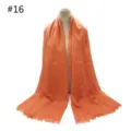 Orange cotton blend solid color fringe shawl soft breathable lightweight scarf for daily wear - Style 16