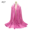 Solid color cotton blend scarf with fringe edges, breathable and comfortable daily wear. - Style 17