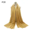 Solid color cotton scarf shawl with short fringes, large size breathable yellow accessory. - Style 18