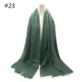 Dark green solid color scarf with short fringes, large breathable shawl for women and daily wear. - Style 23