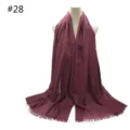 Solid color dark red tassel scarf, breathable cotton blend winter fashion accessory. - Style 28