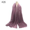 Solid color TR cotton scarf with fringe detail, purple winter shawl, detail view item. - #29