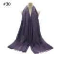Cotton blend purple solid color breathable shawl fringe long winter warm wrap scarf for women - Red and White Retro