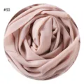 Einfarbig Chiffon Hijab Rose Rolle Rosa Kopftuch Damen Langer Weicher Schal Stil - #30 Elfenbein