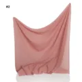 Pink chiffon square scarf with rhinestone bow design, lightweight and breathable headscarf - Red Gold Flower