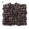 Retro plaid print chiffon square scarf, elegant lightweight fabric texture detail. - Black Polka Dot