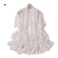 Leggero scialle in chiffon bianco con stampa strass numerica, foulard elegante e traspirante. - #1 Bianco Crema