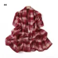 Rot rosa karierter langer Schal, Chiffon Tuch Stola, stilvolle elegante Damen Halstuch. - Punktierung (#4)