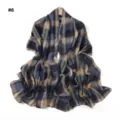 Schickes blaues kariertes Chiffontuch, vielseitiger langer Schal und Sonnenschutz Wrap. - Stil #6
