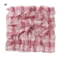Pink plaid chiffon square scarf for women, elegant lightweight shawl and daily sun protection. - #7
