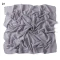 Grey solid color pearl chiffon square scarf detail, lightweight breathable summer shawl. - Red Gold Flower