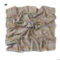 Retro plaid pattern pearl chiffon square scarf detail shot, elegant daily accessory. - US Size 8