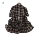 Women's plaid print chiffon long scarf elegant fashion lightweight sun protection shawl wrap - Style #9