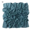 Solid color dark teal chiffon square scarf detail, lightweight breathable fabric texture. - Beige Geometric