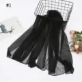 Écharpe métallique plissée transparente noire légère enveloppement froissé accessoire élégant. - Noir