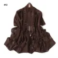 Sciarpa in chiffon marrone scuro con numeri in strass, scialle leggero e traspirante. - #12 Caffè