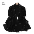 Sciarpa nera in chiffon strass stampa digitale leggera traspirante lunga copricapo - #15 Nero Classico