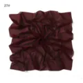 Detail shot of the lightweight wine red chiffon square scarf showing delicate fabric texture and drape. - Pink Princess
