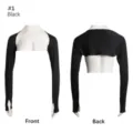 Manches élastiques noires châle anti-éblouissement boléro shrug vue détaillée pour femmes basique - Noir