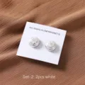 Set di spille magnetiche rotonde per hijab, bottoni magnetici in metallo bianco per sciarpe. - SET-2 / 2 Pezzi / Bianco