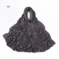Dark grey elastic mercerized cotton long rhinestone scarf detail, shimmering crystal wrap. - 4#