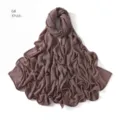 Plain pleated khaki hijab scarf, soft breathable jersey fabric, comfortable daily muslim headwear. - Khaki