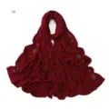 Elastic breathable solid color jersey hijab scarf with sparkling rhinestones for women. - Wine Red