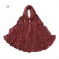Burgundy shimmering rhinestone stretch mercerized cotton long scarf hijab for women. - Size 6