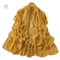 Gold chiffon hijab scarf with rhinestone chain details, elegant long wrap shawl for women. - 24#