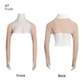 Vue détaillée de la manche élastique en polyester avec trou pour pouce couleur nude. - Nude