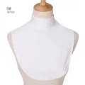 Finto collo in cotone modal dettaglio, design collo alto bianco unito, accessorio versatile donna. - Taglia 9