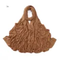 Elastic breathable solid color mercerized cotton rhinestone jersey hijab scarf for women - Camel