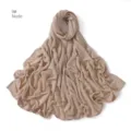 Plain solid color crinkled hijab scarf breathable elastic Muslim headscarf wrap nude - Nude