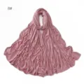 Pink rhinestone stretch mercerized cotton long scarf hijab, elegant bling sparkly headwrap. - Size 8