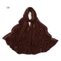 Detailed view of the dark brown mercerized cotton long hijab scarf with shiny rhinestones. - Size 9