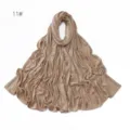 Elastic mercerized cotton long scarf with rhinestone details, elegant wrap in detail view. - Size 11