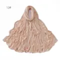 Detail view of elastic mercerized cotton long scarf with shiny hot-fix rhinestones. - 12#