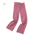 Vue détail des manchons de protection solaire rose avec poignets élastiques volantés. - 6#
