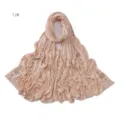 Elegant shimmering jersey hijab scarf with rhinestone details for women daily wear - Beige