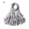 Women's Solid Color Pearl Chiffon Silver Glitter Long Hijab Headscarf Muslim Scarf Grey - 5#