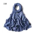 Blue Glitter Chiffon Scarf 10#, Solid Color Shimmer Malay Headscarf for Women Elegant - 10#