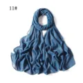 Women solid color shimmering chiffon long scarf hijab variant 11# blue sparkly head wrap - 11#